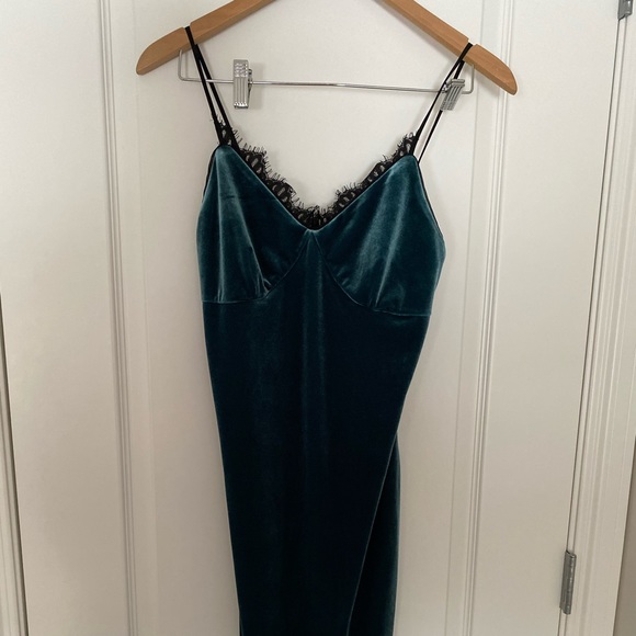 Cynthia Stefee Teal Haze Velvet Slip Dress - Picture 3 of 6
